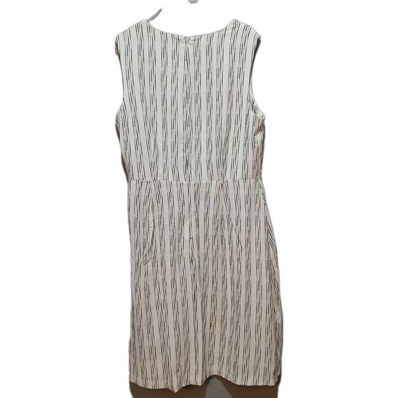 Calvin Klein Striped Dress Womens Size 10 Black Cream White Sleeveless Faux Wrap - Picture 5 of 8